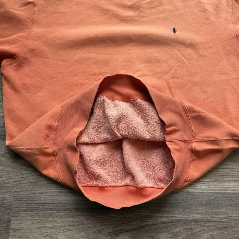 Vintage 90s Polo Ralph Lauren Faded Orange Distressed Pullover Crewneck Mens L